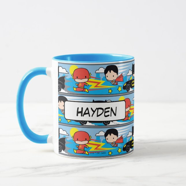 Mug Chibi Flash, Superman et Batman Racing Motif (Gauche)
