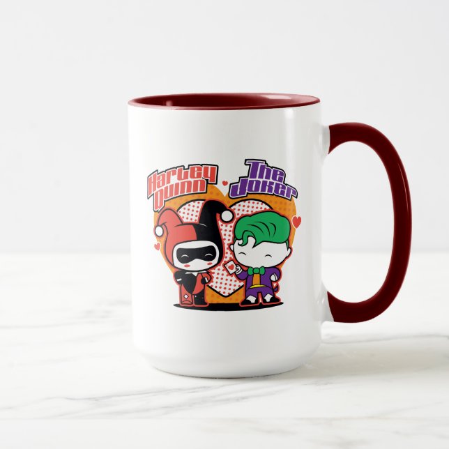 Mug Chibi Harley Quinn & Chibi Joker Coeurs (Droite)