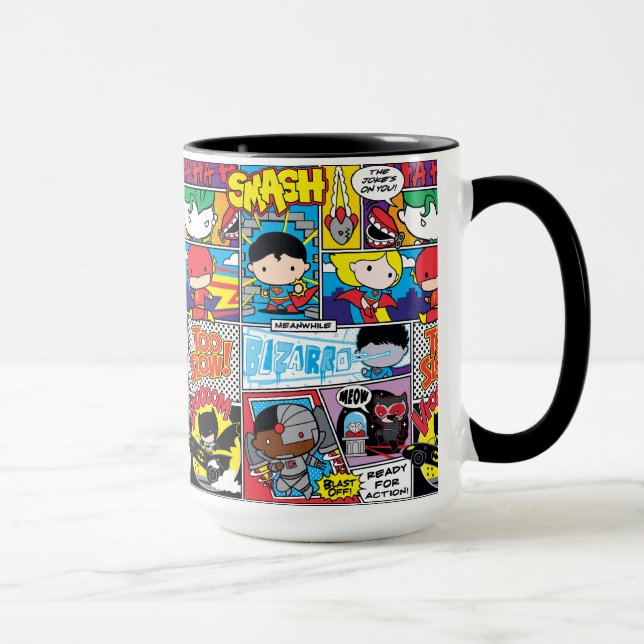 Mug Chibi Justice League Motif de bande dessinée (Droite)