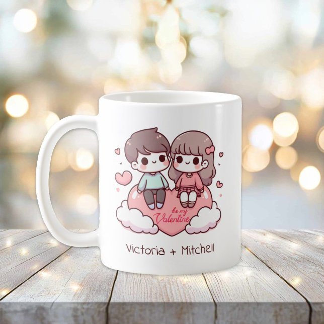 Mug Chibi-Style Personnalisé Be Mine Couple (Personalized Chibi-Style Be Mine Couple Mug)