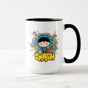 Mug Chibi Superman Frappant À Travers Un Mur De Brique