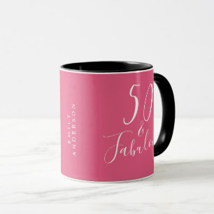 Mug Chic 50 Fabulous Hot Pink Nom 50e anniversaire