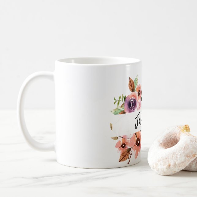Mug Chic Aquarelle bouchon floral (Avec donut)
