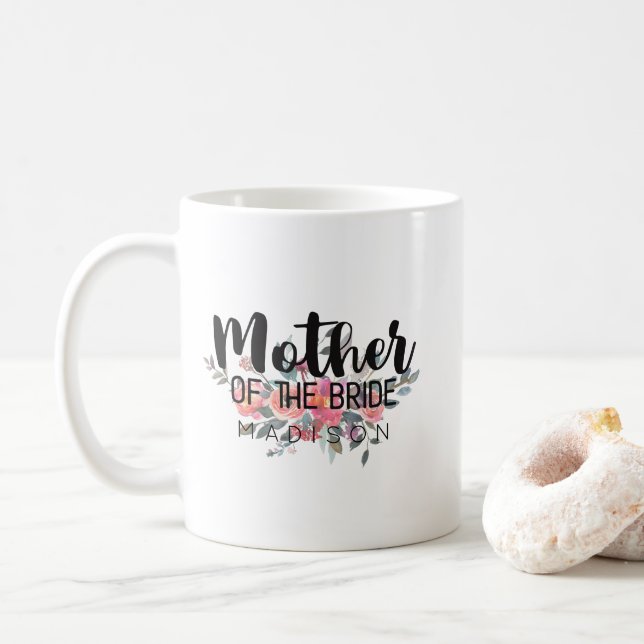 Mug Chic Aquarelle Mariage Floral Mère de la Mariée (Avec donut)