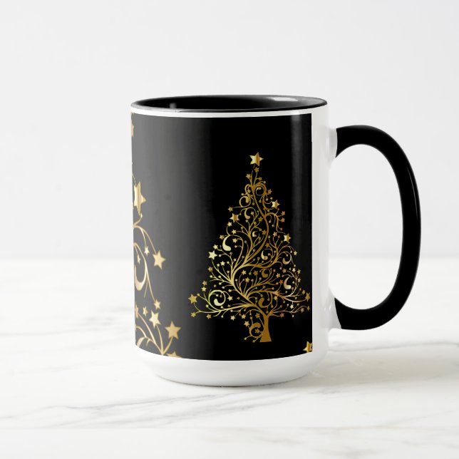 Mug Chic Black Gold Stars Stylish Christmas Tree (Droite)