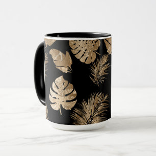 Mug Chic Black Gold Tropical Feuilles