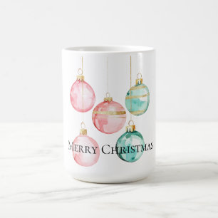 Mug Chic Blanc Mint Rose or ornements de Noël