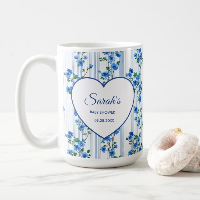 Mug Chic Boho Blue Wildflower Boy floral Baby Shower  (Avec donut)