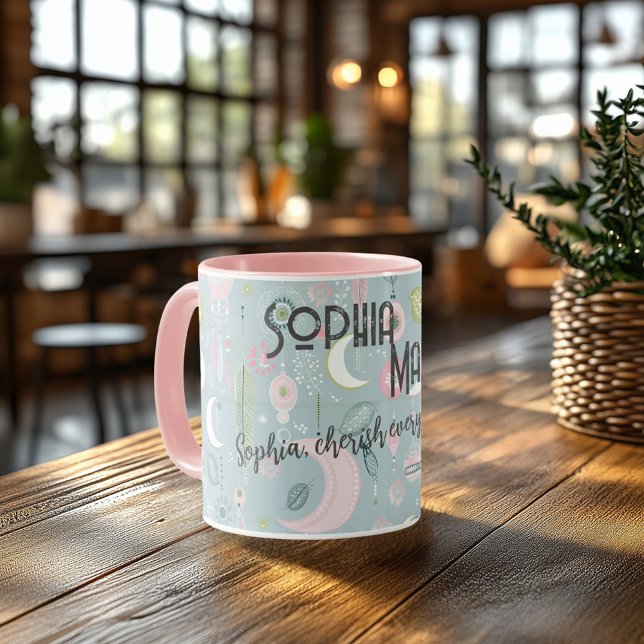 Mug Chic Boho personnalisé avec des designs célest (Créateur téléchargé)