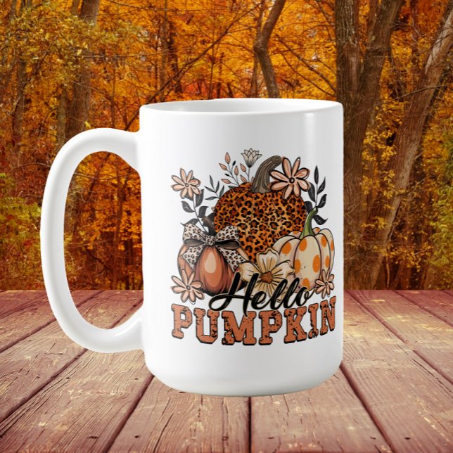 Mug Chic Bonjour Citrouille Automne  ("Hello Pumpkin" Fall/Autumn/Thanksgiving mug)