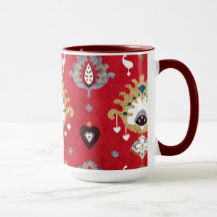 Mug Chic crammson rouge jaune ikat motif tribal