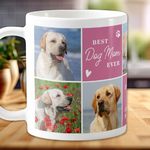 Mug Chic DOG MOM Personnalisé Pink 7 Photo Collage