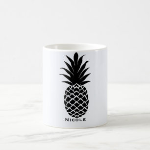 Mug Chic élégant d'ananas tropical noir et blanc