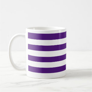 Mug Chic épais violet foncé et blanc horizontal rayé