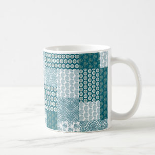 Mug Chic ethnique Faux Patchwork Motif, Turquoise et b