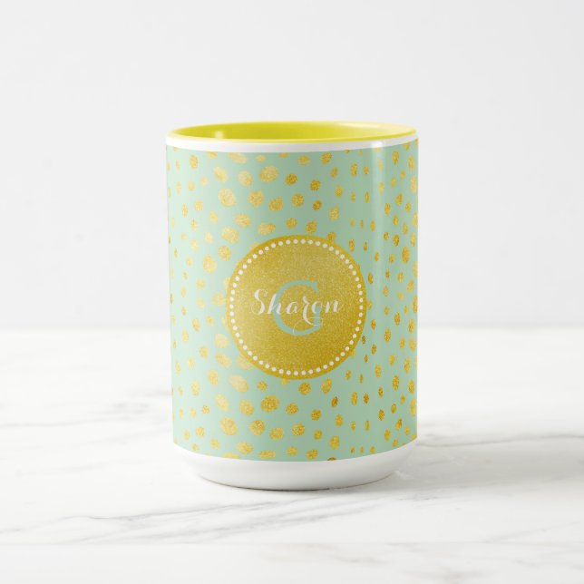 Mug Chic faux or brillant guépard imprimé monogramme (Centre)
