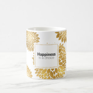 Mug Chic Gold Flowers Le bonheur est un choix