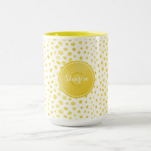 Mug Chic imprimé faux guépard pailleté or monogramme