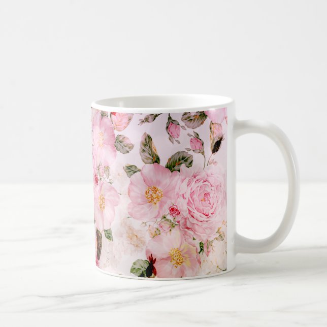 Mug Chic Joli Push Pink Rose Floral (Droite)