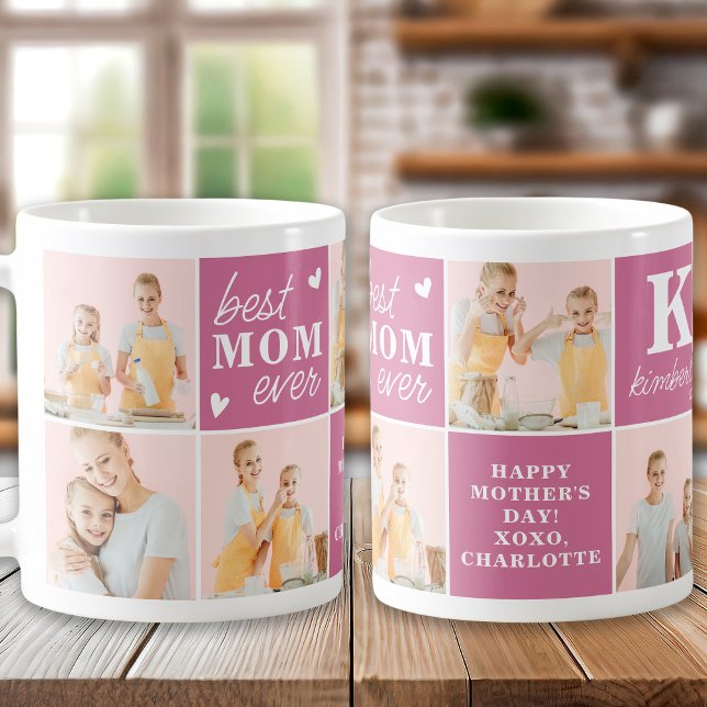 Mug Chic Meilleur MOM Jamais Personnalisé Rose 7 Photo (Créateur téléchargé)