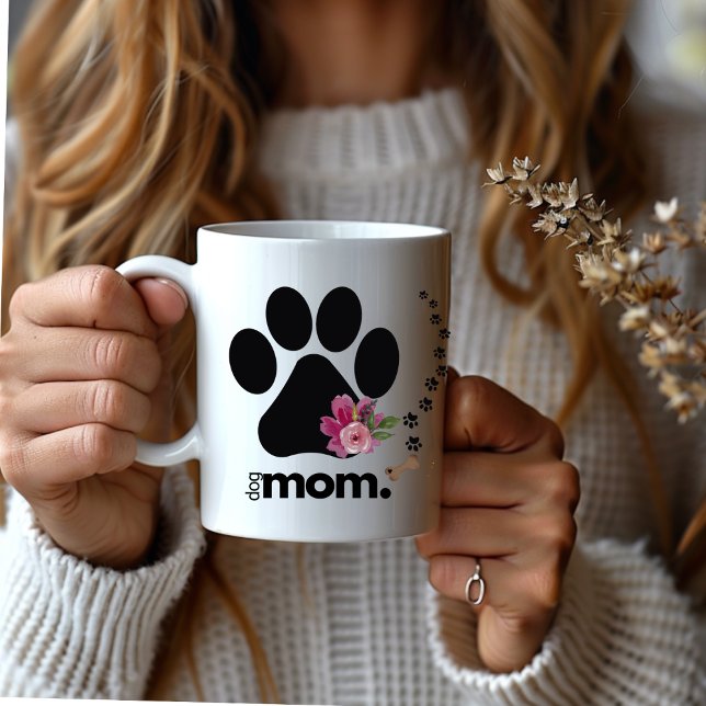Mug Chic moderne Empreinte de patte Chien Maman Café M (Créateur téléchargé)