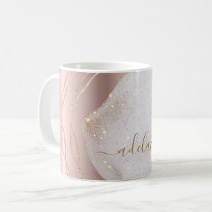 Mug Chic Moderne Rose Parties scintillant or Monogramm