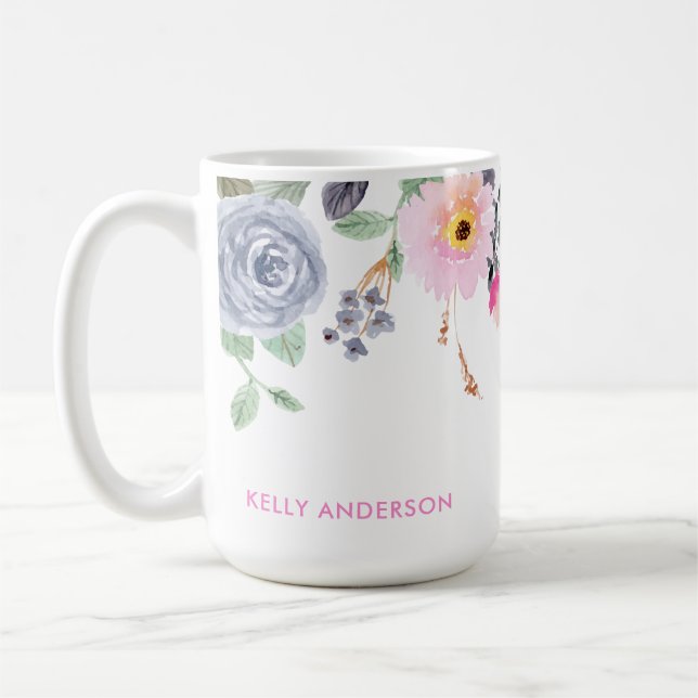 Mug Chic Motif Floral Botanique Monogrammé (Gauche)