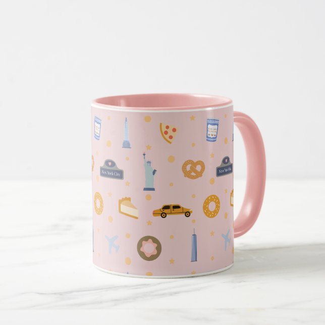 Mug Chic New York City Pattern Blush Pink (Devant droit)