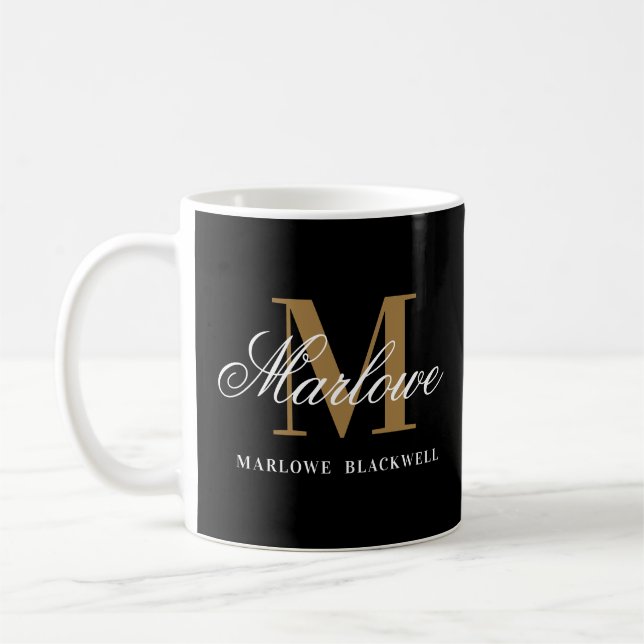 Mug Chic Noir Monogramme Or (Gauche)