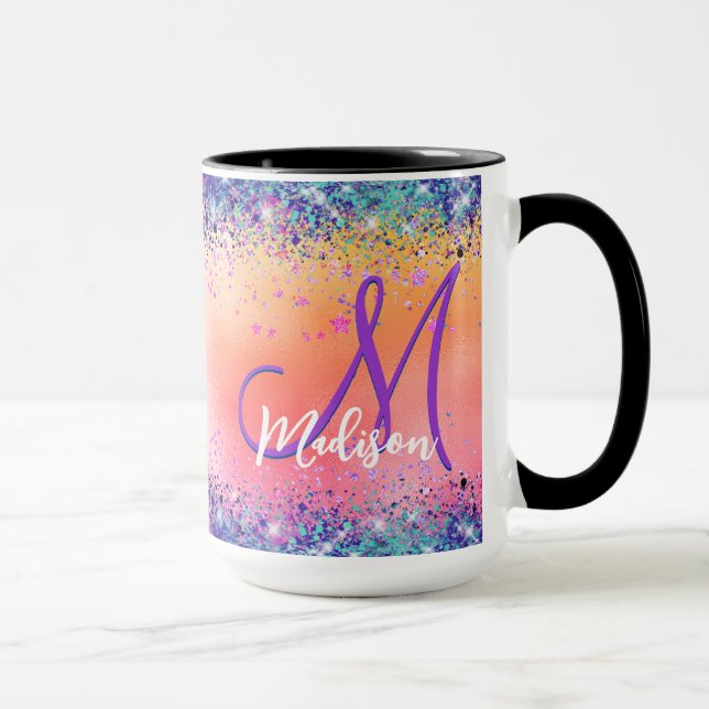 Mug Chic orange rose irisé fausse parties scintillant  (Droite)