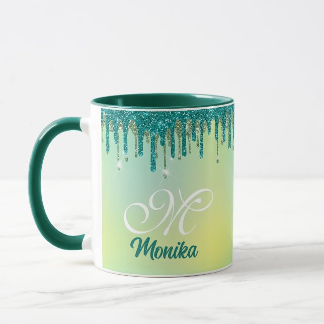 Mug Chic Pastel Green Mint Parties scintillant Drives  (Gauche)