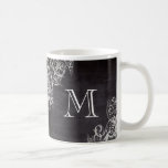 Mug chic poule chic chic chalkboard monogramme<br><div class="desc">country chic fleurish tournois chalkboard monogram accessoires et français monogram chalkboard party favors. Accessoires de cuisine rustique en tableau noir de campagne.</div>