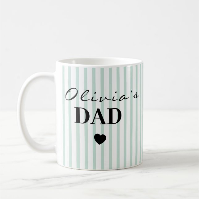 Mug chic rayé pour papa avec nom d'enfant personna (Gauche)