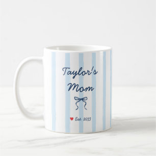 Mug Chic Rayures et Nœud Maman Personnalisé Aquarelle 
