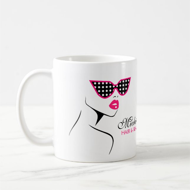 Mug Chic Retro Pink Polka Dot Lunettes de soleil Beaut (Gauche)