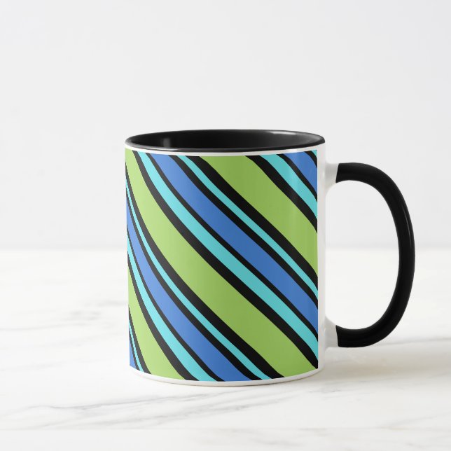 Mug Chic Ringer Mug, Bleu Lunes Frappes Transat (Droite)