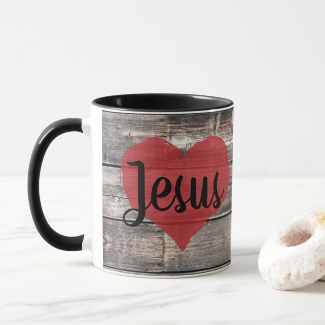 Mug chic rustique J'AIME JÉSUS | (Avec donut)