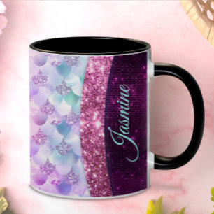 Mug Chic sirène rose argent faux parties scintillant m