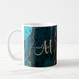 Mug Chic Turquoise Gold Parties scintillant Agate Pers