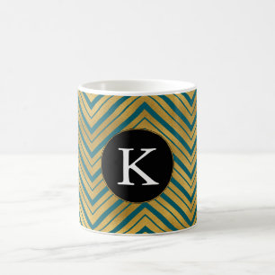 Mug Chic Turquoise or Chevron Monogramme