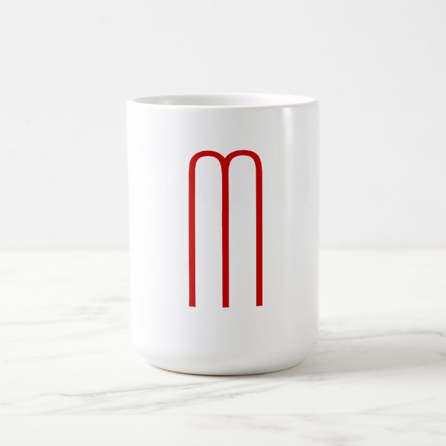 Mug Chic Unique Monogramme Rouge Blanc Plaine Simple (Centre)