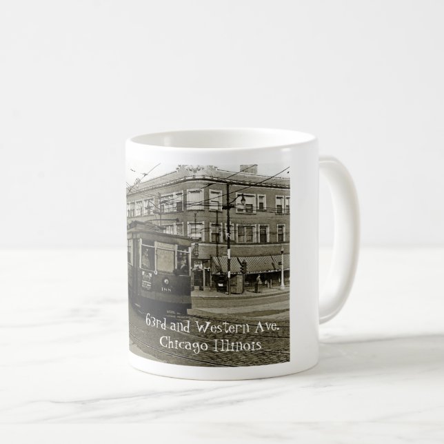 MUG CHICAGO 63E ET OCCIDENTALE 1952 TROLLEY ART SEPIA (Devant droit)