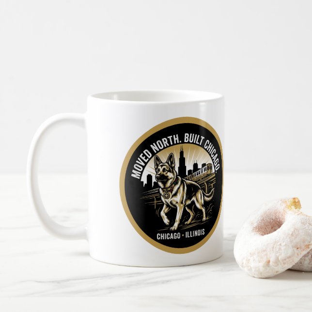 Mug Chicago German Shepherd African Heritage Pride Art (Avec donut)