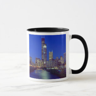 Mug Chicago, Illinois, Skyline la nuit avec Chicago