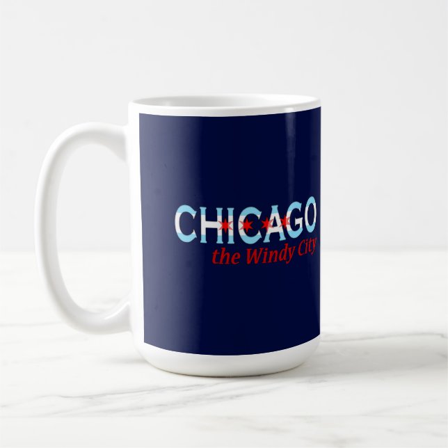 Mug Chicago la ville venteuse, conception de drapeau (Gauche)