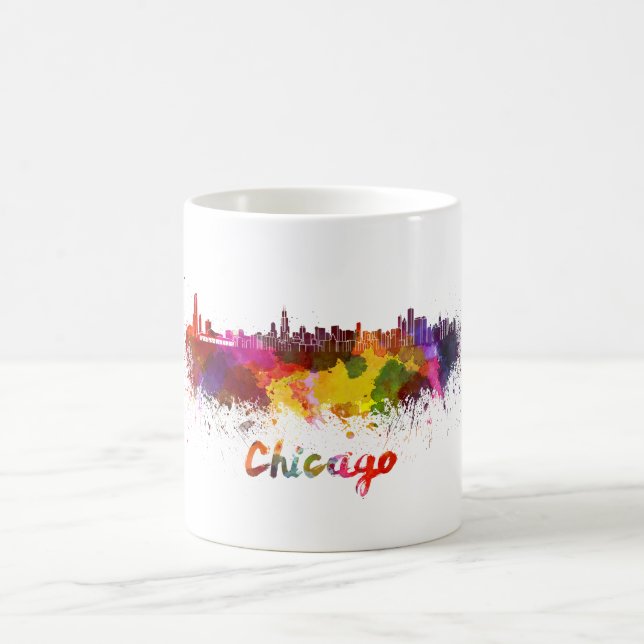Mug Chicago skyline in watercolor (Centre)