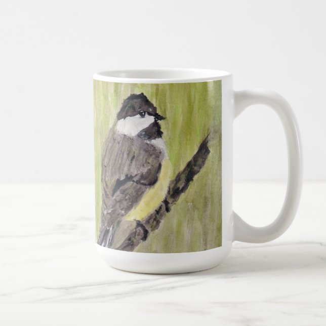 Mug Chickadee Bird - peinture acrylique. (Droite)