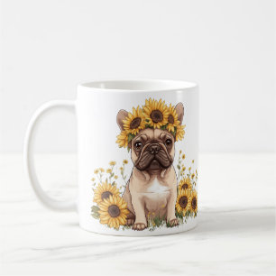 Mug Chien À Balle Français Entouré De Tournesols