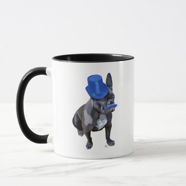 Mug Chien à tête bleue avec chapeau bleu et moustache (Gauche)