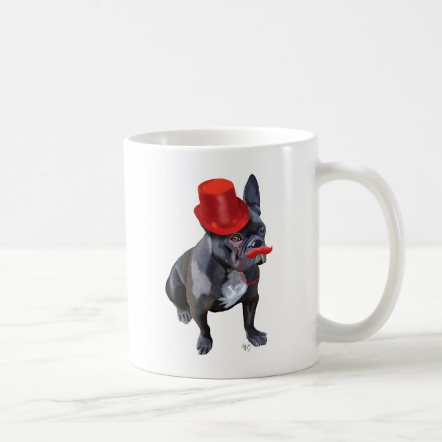 Mug Chien à tête rouge avec chapeau rouge et moustache (Droite)